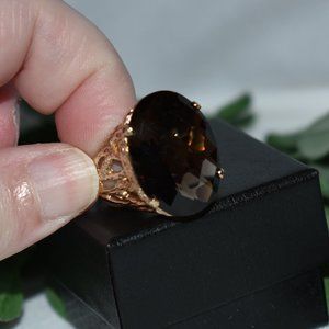 Smoky Quartz Ring with Branch Detail, Size 10
